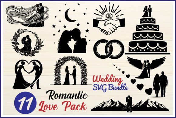 11 Romantic Silhouettes for Wedding & Love Projects