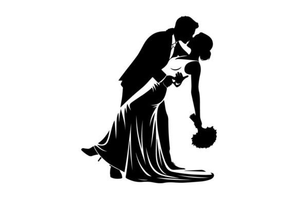 Couple in Romantic Wedding Dip Embrace V: A Versatile Design Asset