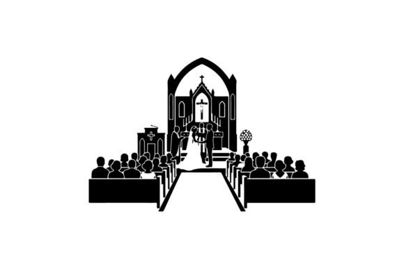 Elegant Church Wedding Silhouettes for Your Design Projects