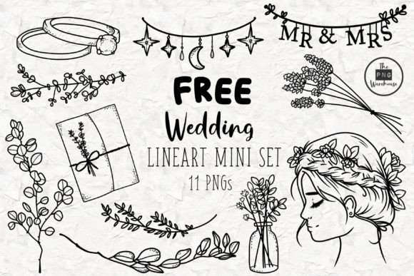 Elevate Your Wedding Stationery with This Free Lineart Set