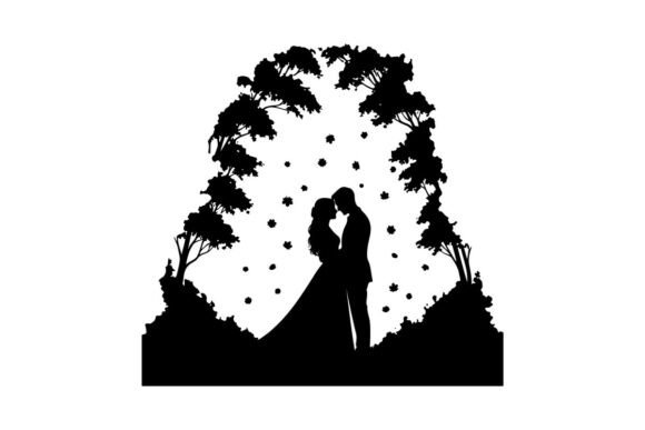 Romantic Autumn Wedding Couple Under Falling Leaves