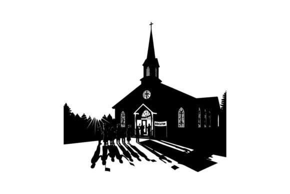Timeless Charm: The Black and White Church Wedding Silhouette