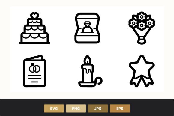 Wedding Icons Black White Set: Your Design Toolkit